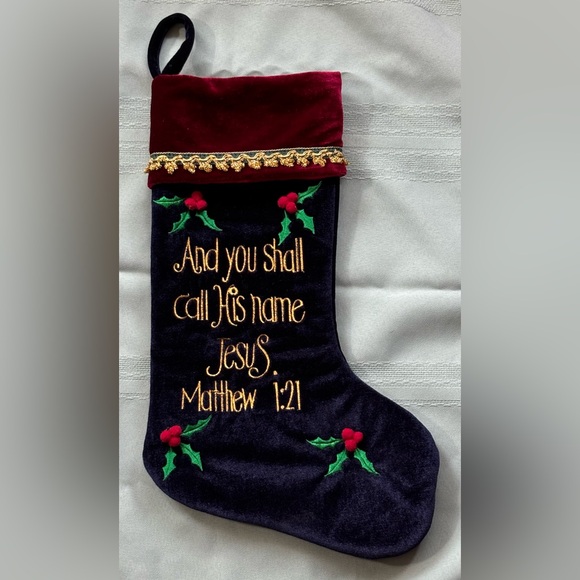 None Other - Christmas stocking Matthew 1:21 scripture, NWOT